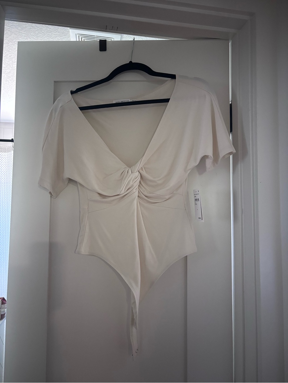 Good American Twist-Front Ivory Bodysuit
